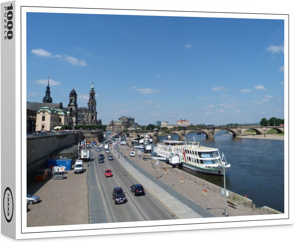 raxxa Premium-Puzzle "Elbufer in Dresden mit Ausflugsschiff", 1000 Teile