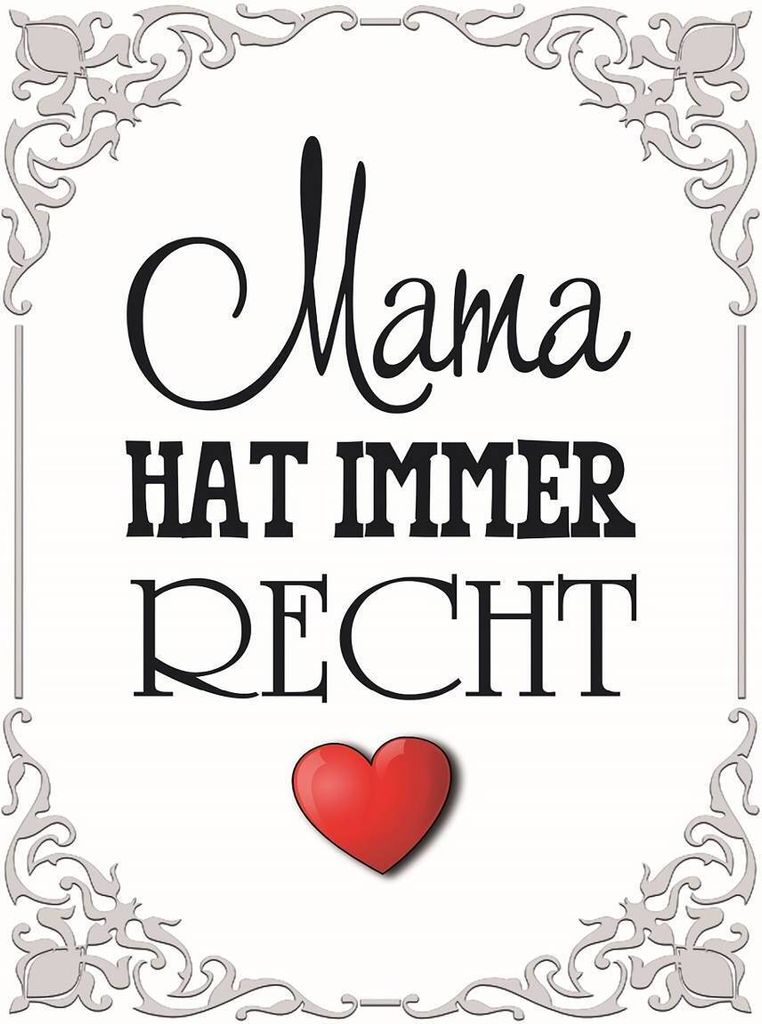 vianmo Holzschild 40x30 cm Mama hat immer Recht Herz