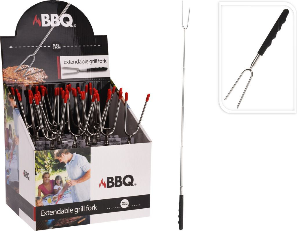 ausziehbare Grillgabel 72 cm Edelstahl silber Produktbild 4