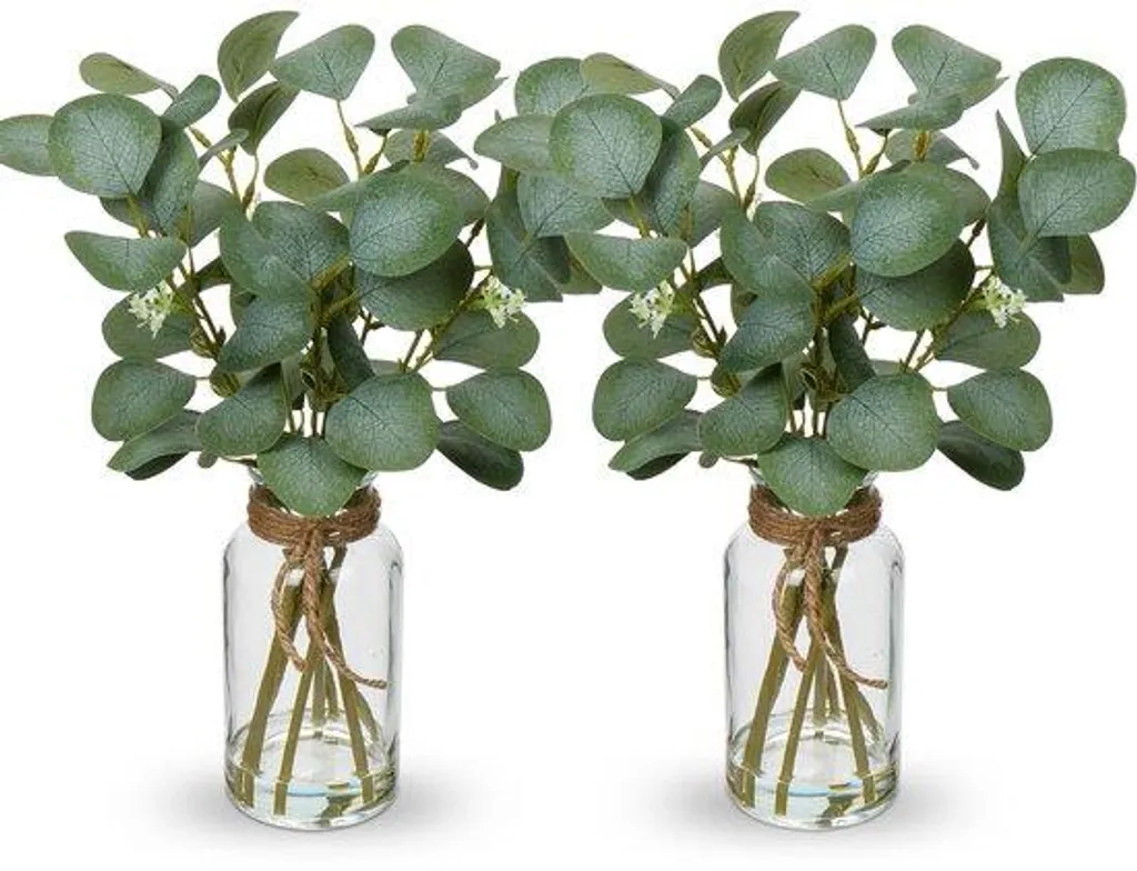 Branches d'eucalyptus artificielles argentées 35 cm pour vase déco