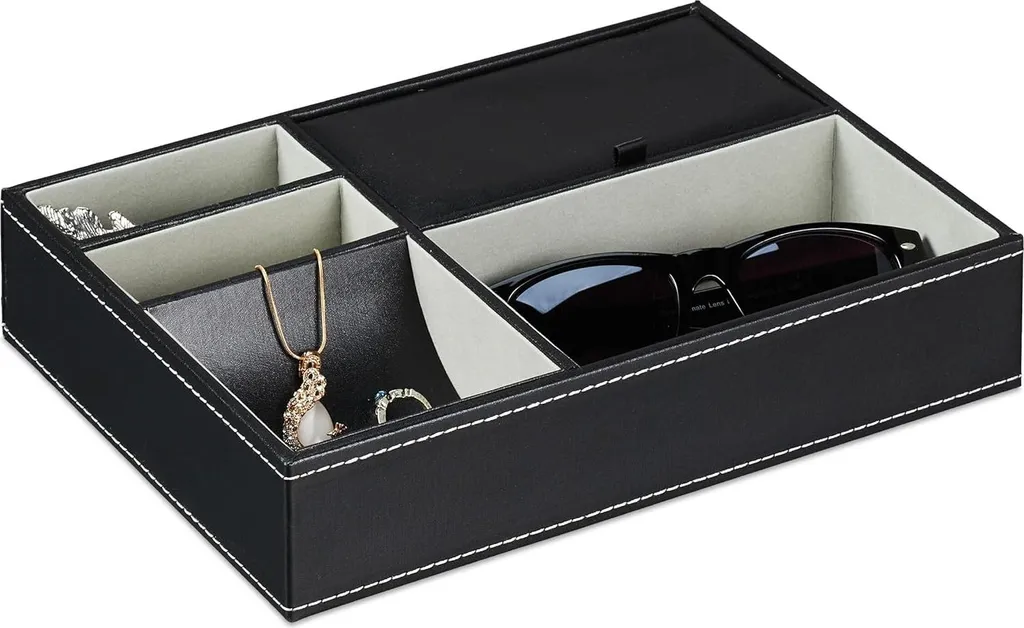 Vassoio Portagioie Relaxdays in Pelle: Organizer Elegante per Gioielli
