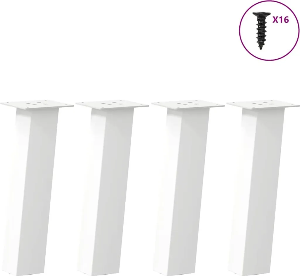 Gambe Tavolino 4 pz Acciaio Bianco 42 cm - Set Fai-da-Te per Arredo Moderno