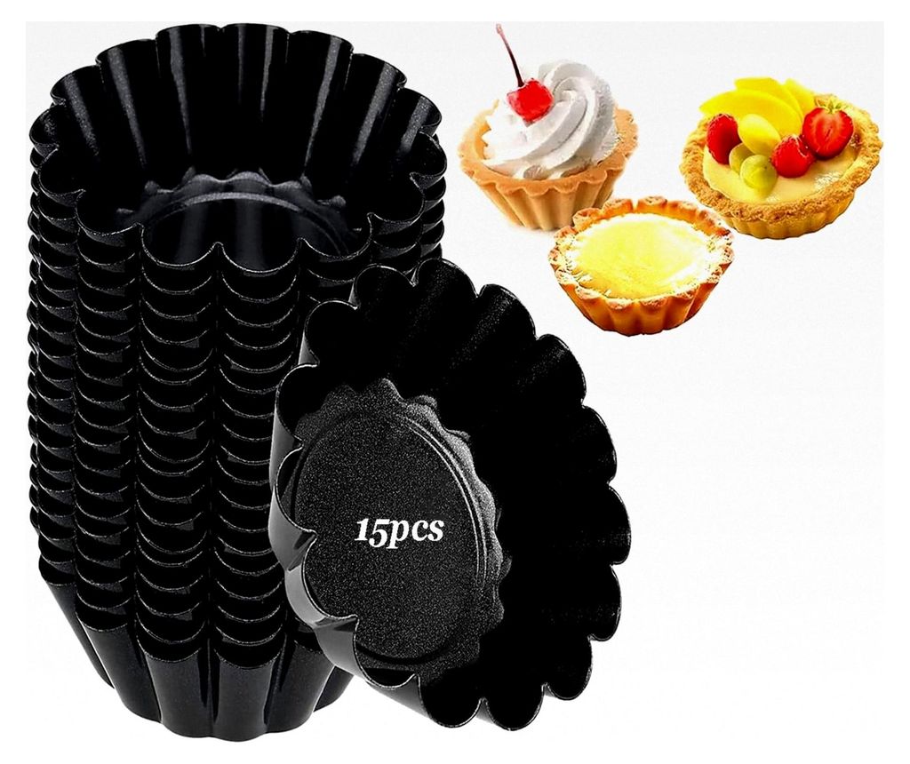 Comius Mini Muffin Form, 15 Stück Tarteformen aus Kohlenstoffstahl, Antihaft Muffinform, Wiederverwendbare
