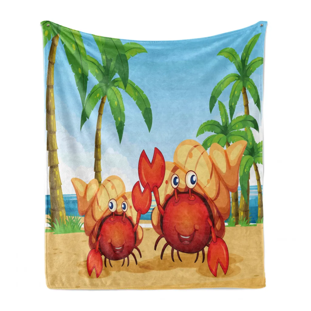 Coperta Bambini e Casa ABAKUHAUS Granchi Tropicali - Morbida Flanella