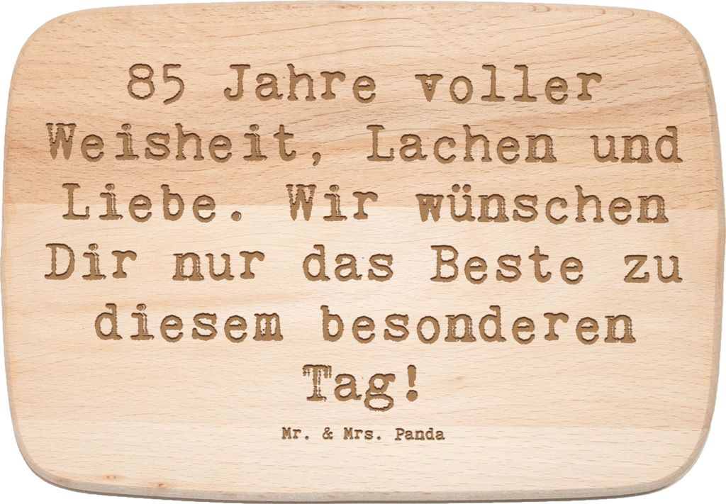 Mr. & Mrs. Panda Schneidebrett Spruch 85. Geburtstag - Transparent - Geschenk, Lachen, Frühstücksbrett, vesperbrett, Frühstücksbrettchen, Happy...