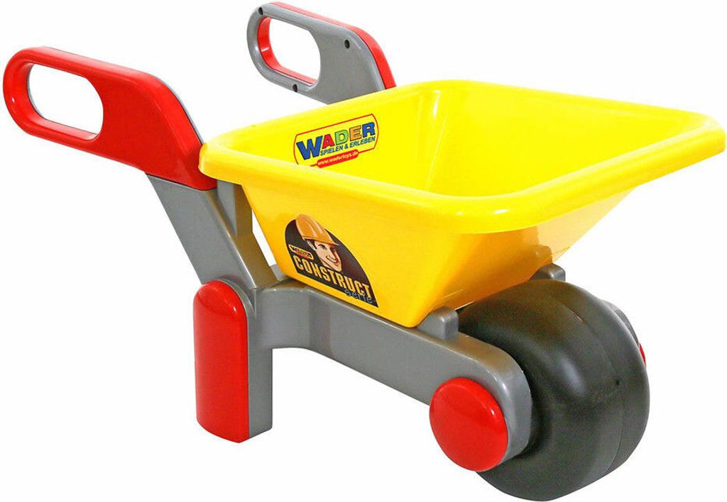 WADER Kinder Schubkarre Bauschubkarre grau rot gelb 64 cm Produktbild 