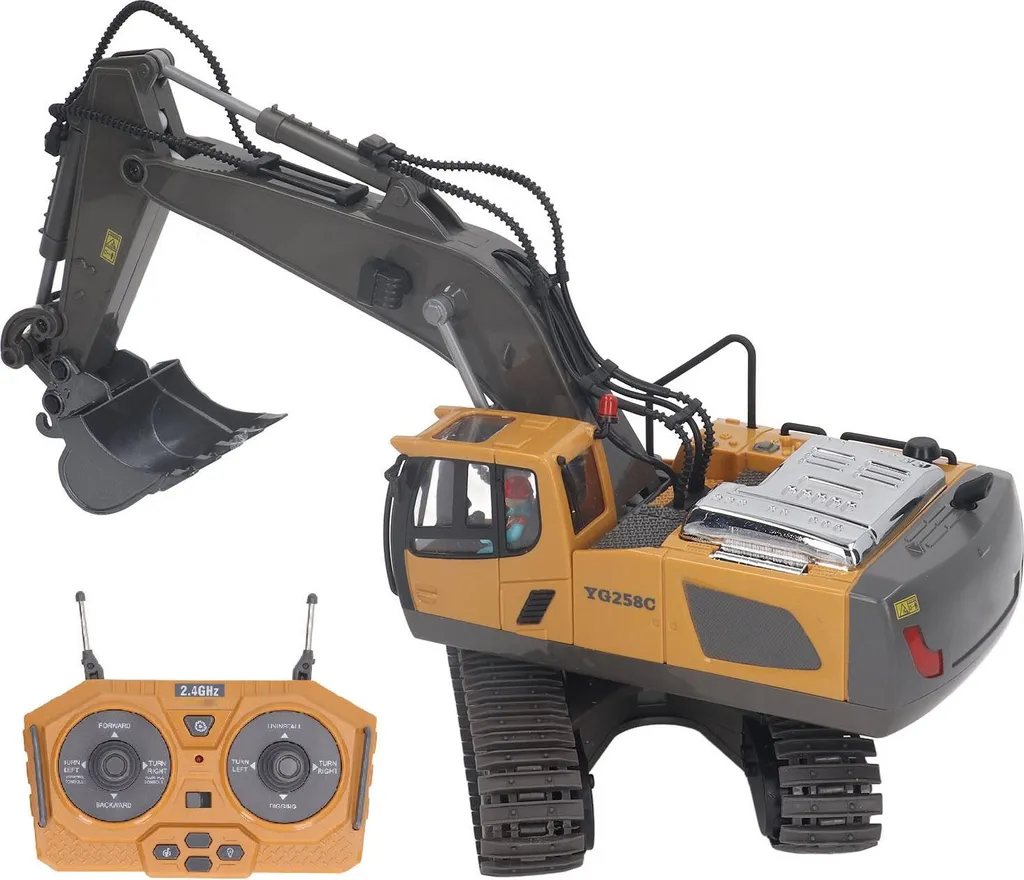 Jouet pelleteuse télécommandée grand format avec cabine rotative et sons