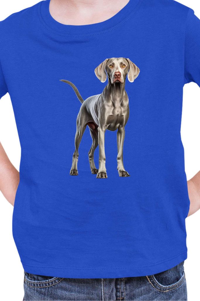 Kinder T-Shirt Dogs Breeds Weimaraner Dog Breed 005, 9-11 Jahr - 140 / Blau
