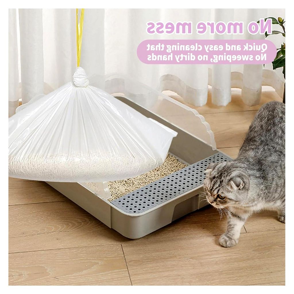 Katzenklo Beutel 40 Stück Reißfeste Katzentoilette Tüten 94 x 45 cm mit Kordelzug für einfachen Wechsel der Katzenstreu