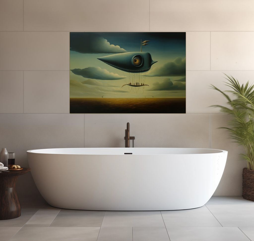 Wallario wasserfestes Poster selbstklebend 70 x 100 cm, Himmelsfahrer, Badezimmerposter Spritzschutz mit Hochglanzoberfläche in Glasoptik