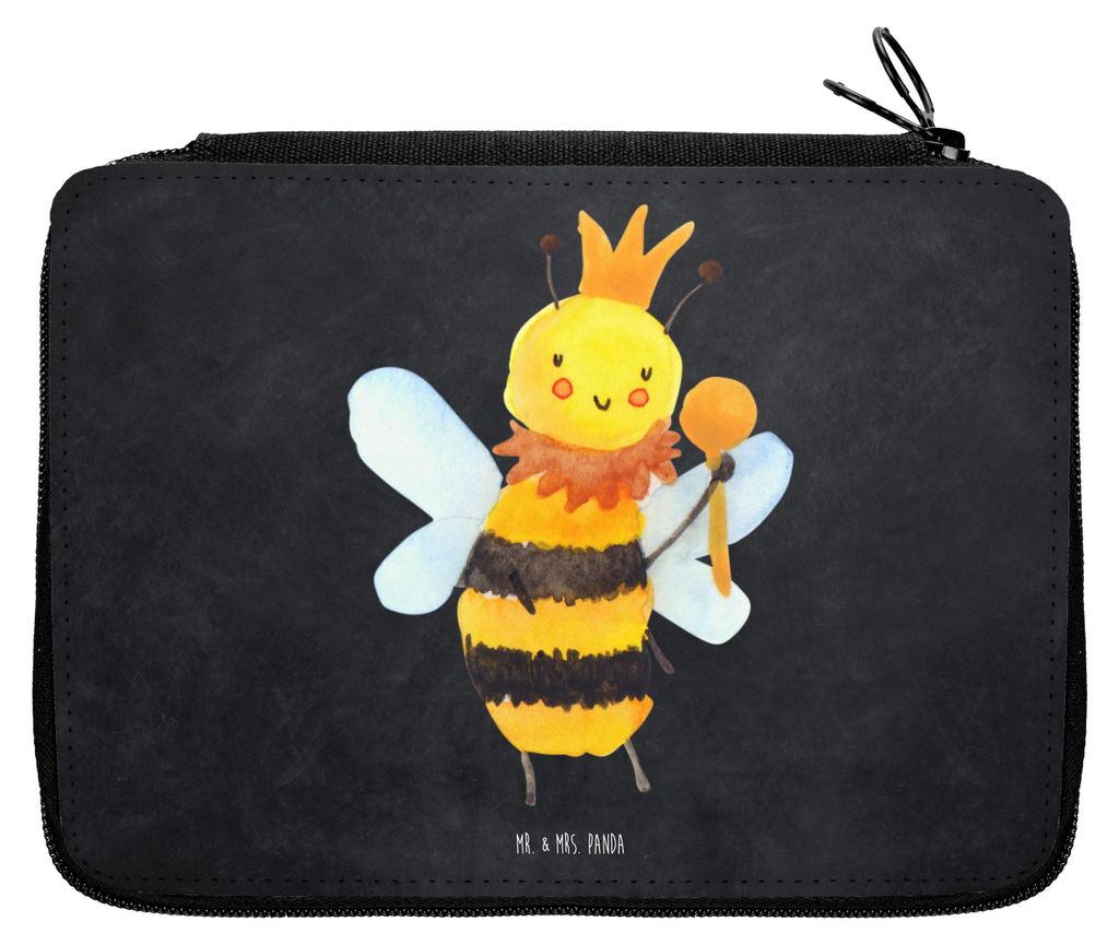 Mr. & Mrs. Panda Etui Biene König - Kreidetafel - Geschenk, Federmäppchen, Schlampermäppchen, Mäppchen, Bleistiftetui, Federtasche