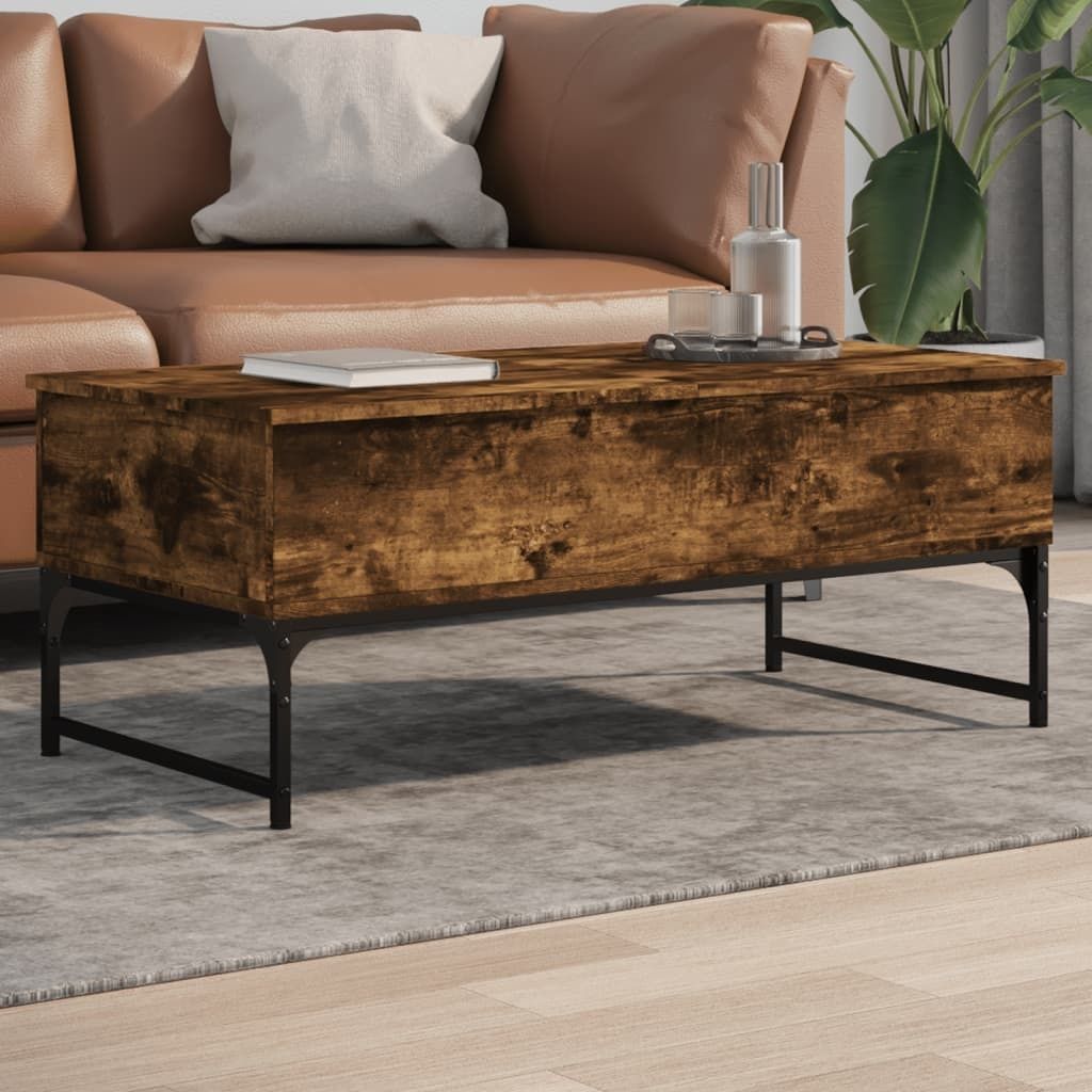 Maison Exclusive - Couchtisch Räuchereiche 100x50x40 cm Holzwerkstoff und Metall