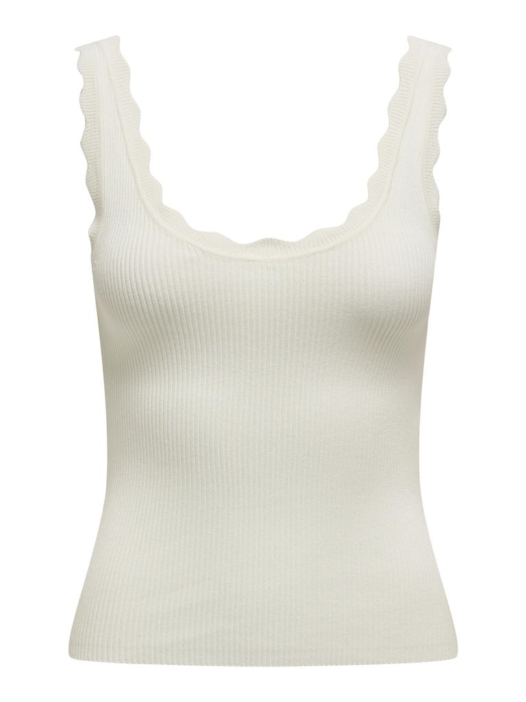 JDY Gerippter Tanktop mit U-Ausschnitt und Muschelsaum Größe: M
