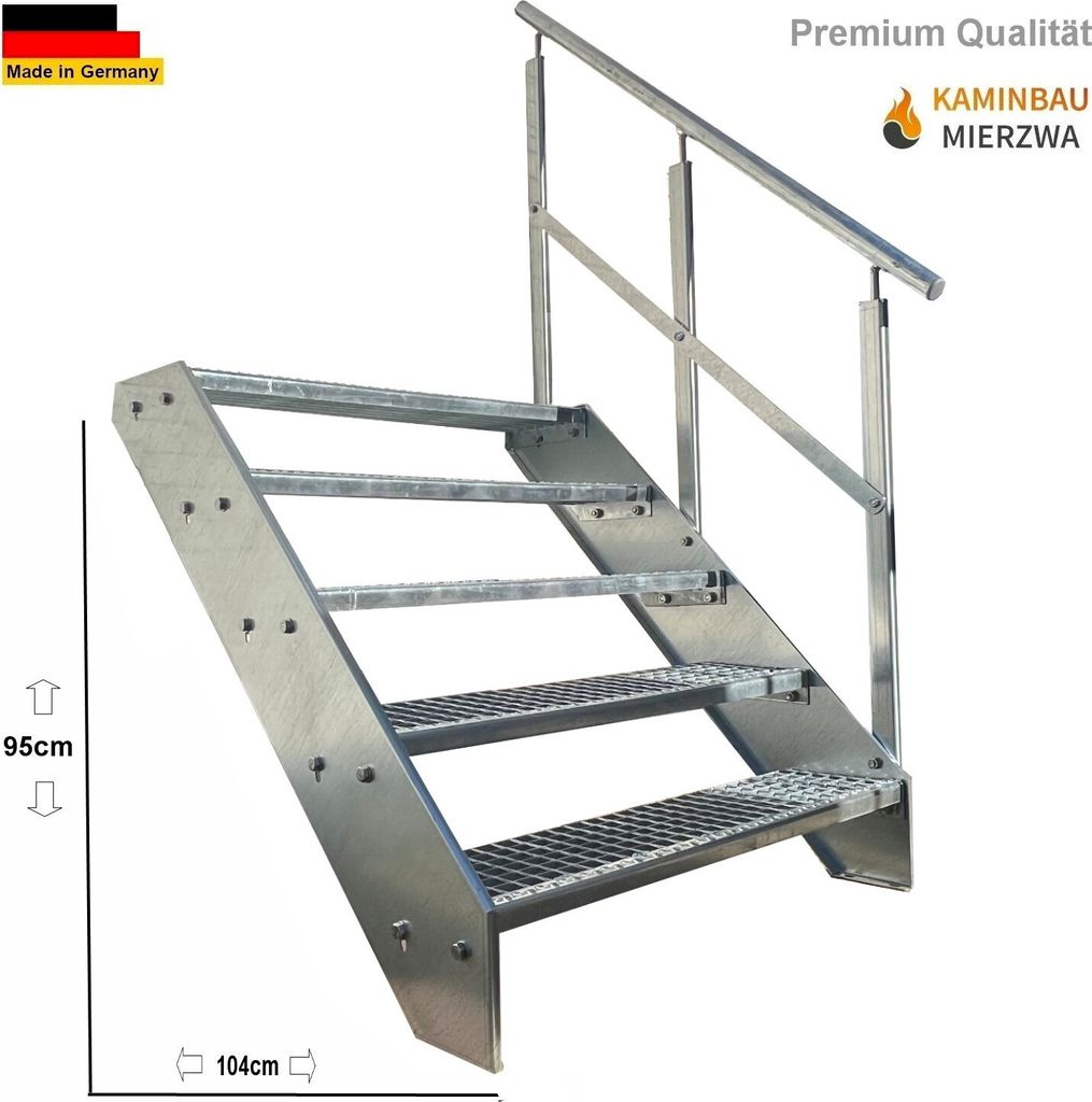 Mřížové ocelové příčkové schodiště 5 stupňů pozinkované + Obrázek produktu 