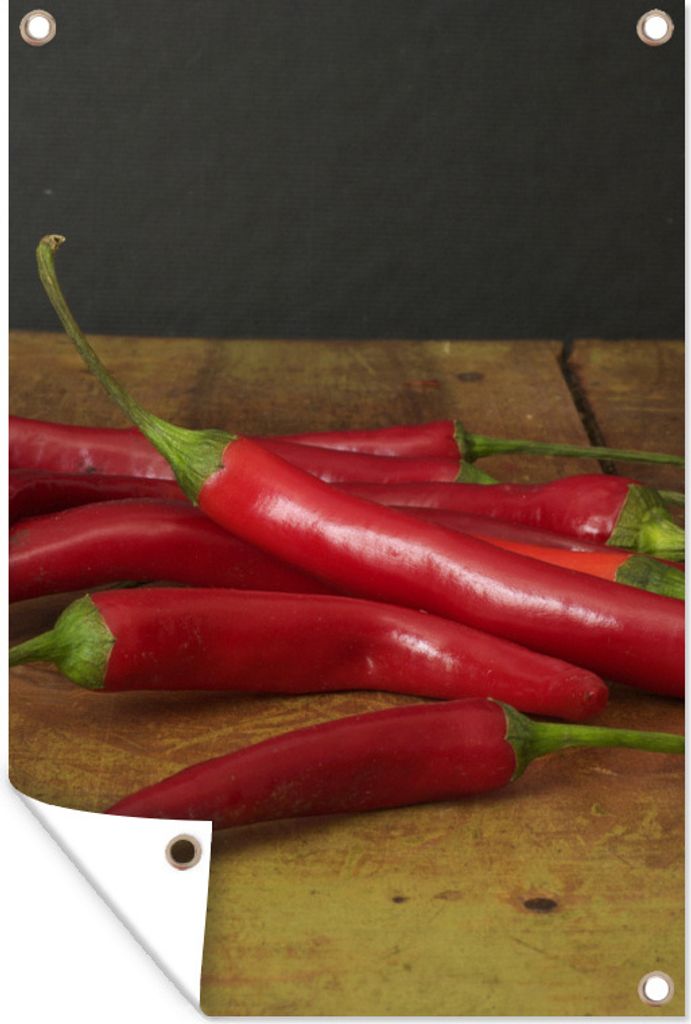MuchoWow 80x120 cm Outdoor-Poster Gartendeko Sichtschutz Garten Poster für den Garten Ein Haufen roter Chilischoten