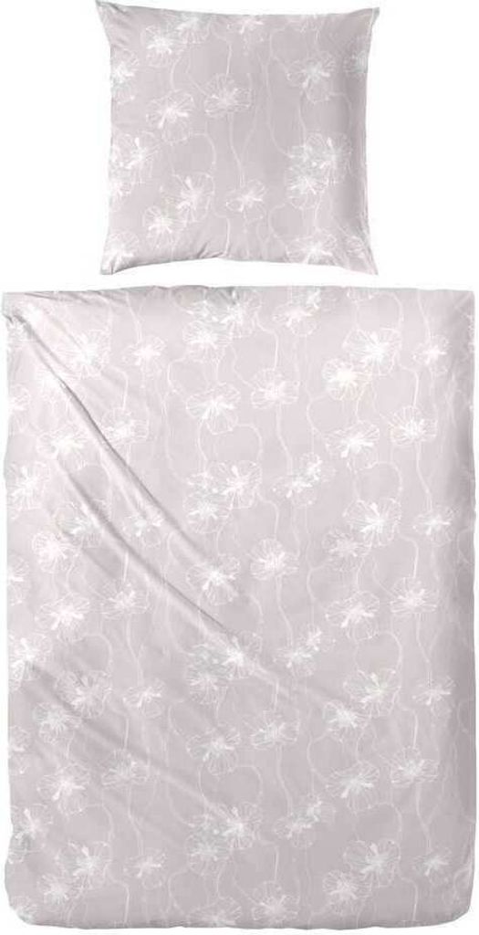 Hahn Seersucker Bettwäsche Blumenmuster Beige 100% Baumwolle Reißverschluss Bettbezug Kissenbezug Bettgarnitur Bettwäsche-Set 155x220 cm