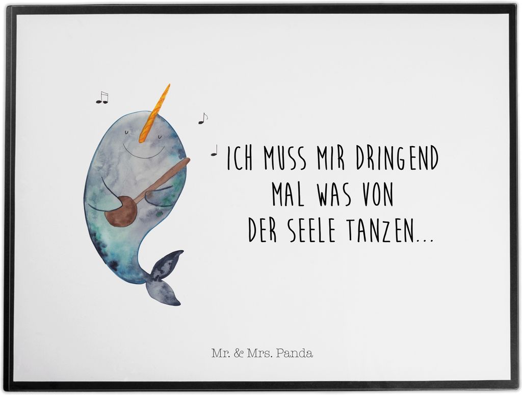 Mr. & Mrs. Panda Schreibunterlage Narwal Gitarre - Weiß - Geschenk, Tanzen, schreibtischunterlage, schreibauflage, schreibtischunterlagen, Meer, t...