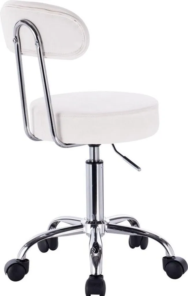 Tabouret ergonomique blanc réglable cuir robuste avec dossier confort - 3