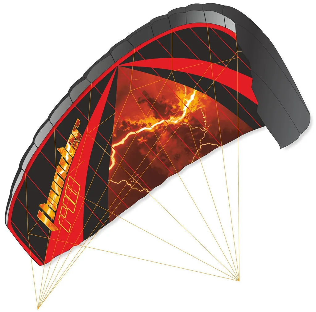Cerf-volant de pilotage stable Thunder Knoop Kites 140cm anti-choc