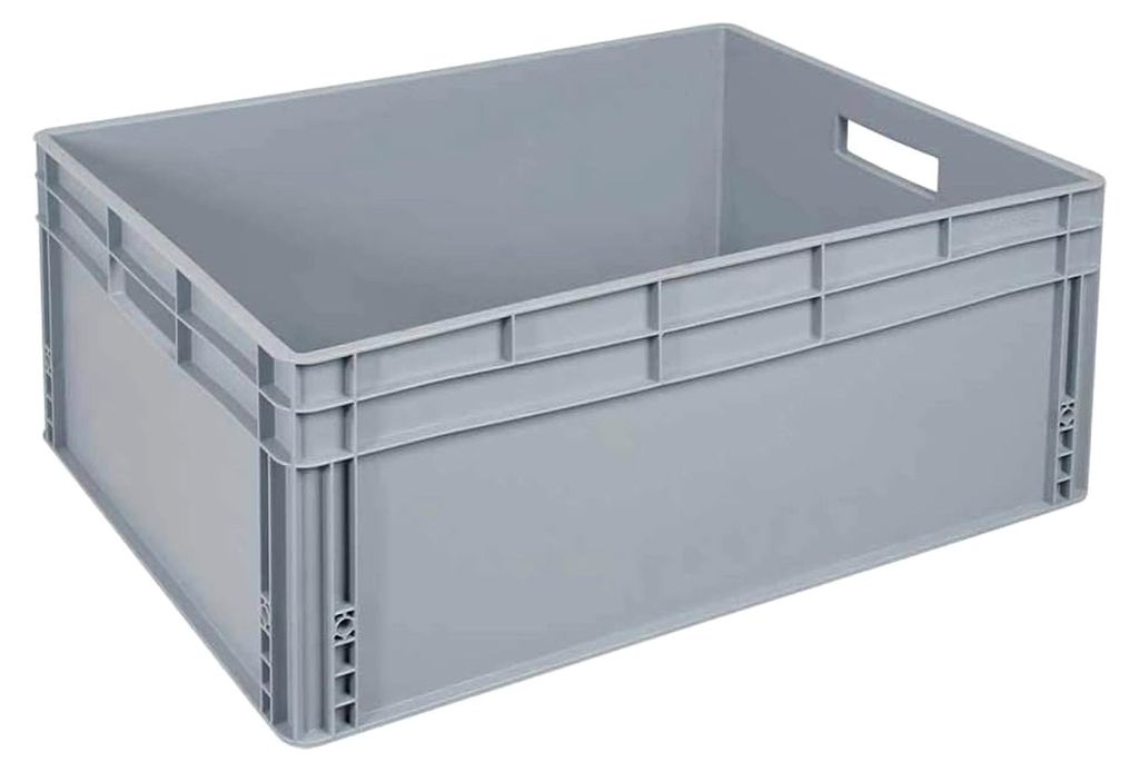Euro-Stapelbehälter mit 2 Durchfassgriffen, 800 x 600 x 320 mm, grau