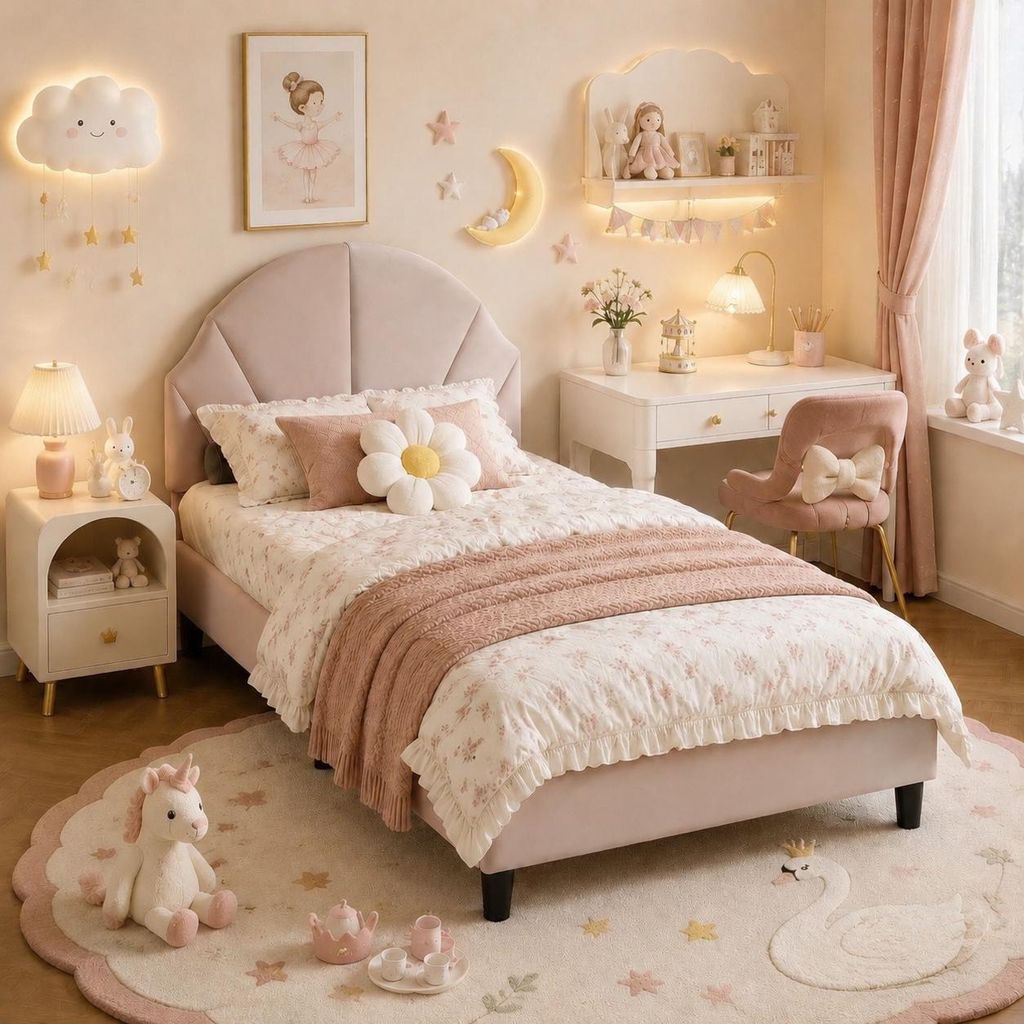 Lit INONEFT, dimensions 90x200 cm, lit pour enfant avec une Image du produit  Image générée par une IA