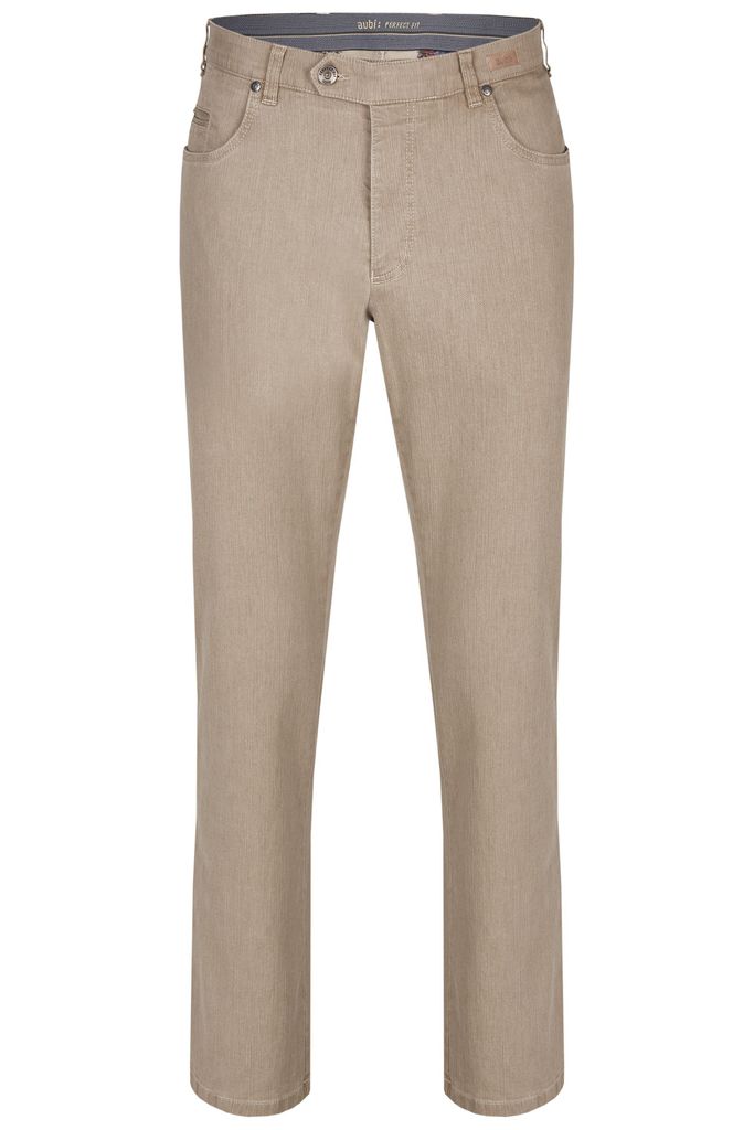 aubi Perfect Fit Herren Sommer Jeans Hose Stretch aus Baumwolle High Flex Modell 577 beige Größe 34