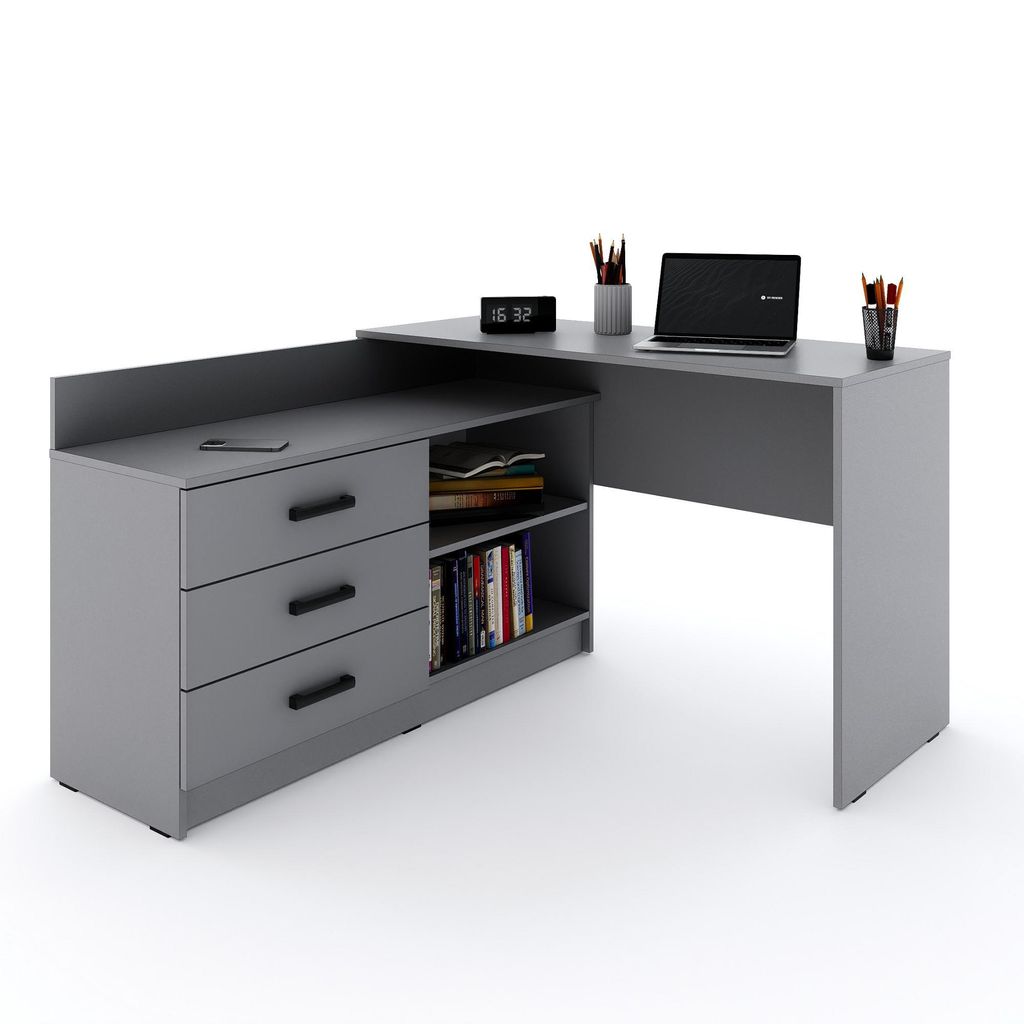 Marlux-Meble Schreibtisch mit Schubladen 3 und Regalen 2 | Produktbild 