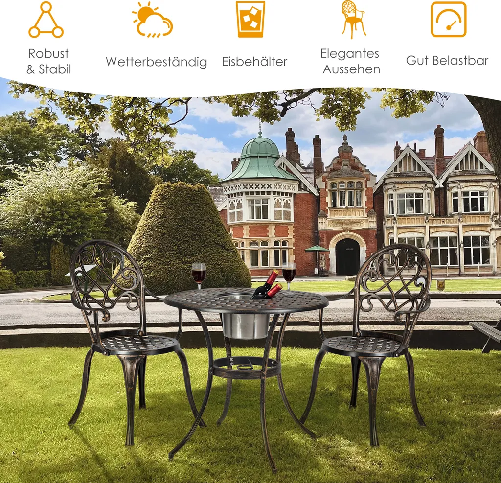 Mobilier de jardin en fonte d'aluminium avec bac à glaçons amovible set
