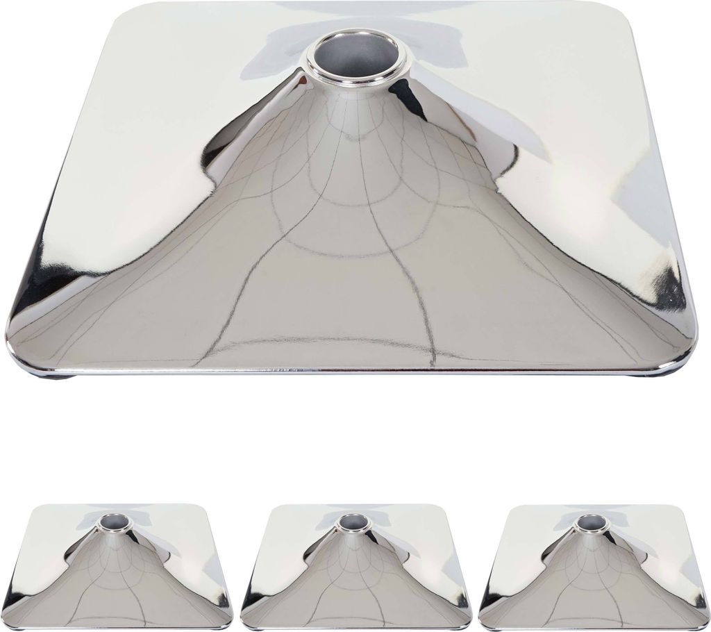 4er-Set Fußplatte Fuß Fußteller für Barhocker Drehstuhl Barstuhl Loungesessel, rechteckig chrom Ø 37,5cm