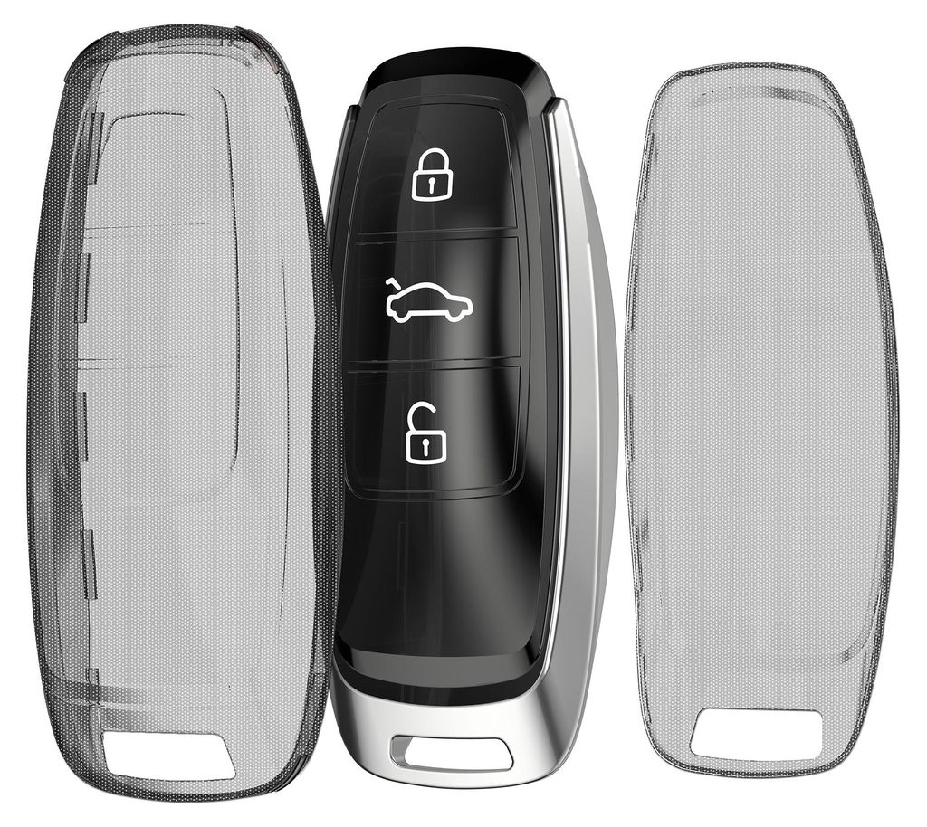 kwmobile Schlüsselhülle für Audi A6 A7 A8 Q7 Q8 3-Tasten Autoschlüssel Keyless Hülle - Autoschlüssel Schlüssel Hülle aus TPU Silikon - Schl...