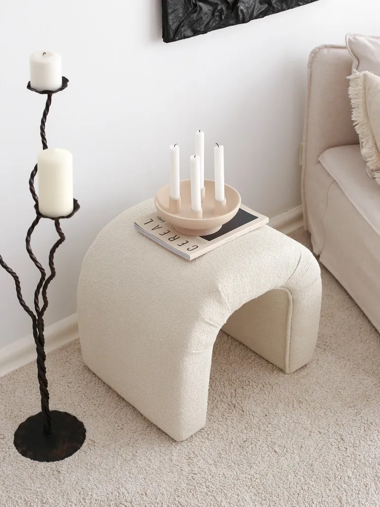 Pouf Hanah Home Nu Teddy Cream en Polyester 51x46x45 cm - Design Chic
