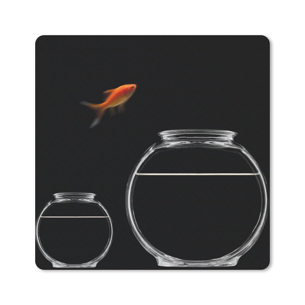 MuchoWow Mauspad Mousepad Goldfisch - Fischglas - Schwarz 30x30 cm - Mousepads - Maus Mat - Pad - Mausunterlage - Gaming