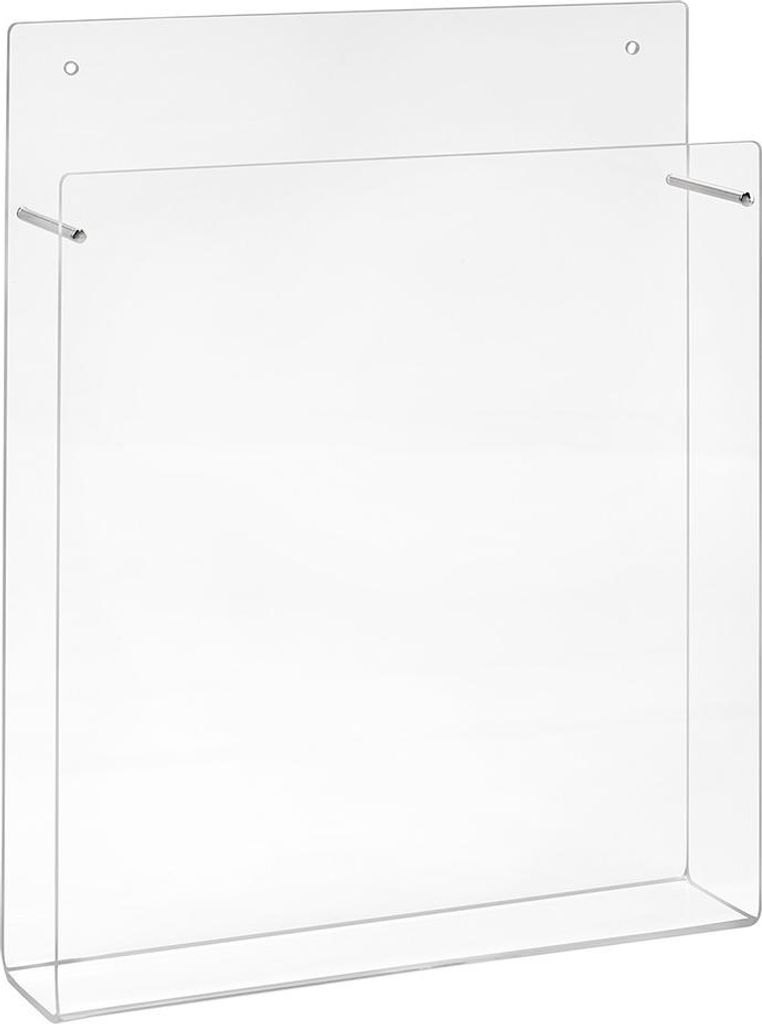 DIN A4 Wandprospekthalter im Hochformat aus Acrylglas / Wandmontage / Bohrlöcher / Acryl