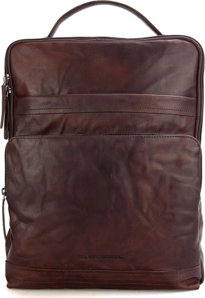Sac à dos de loisirs en cuir véritable marron foncé pour PC portable