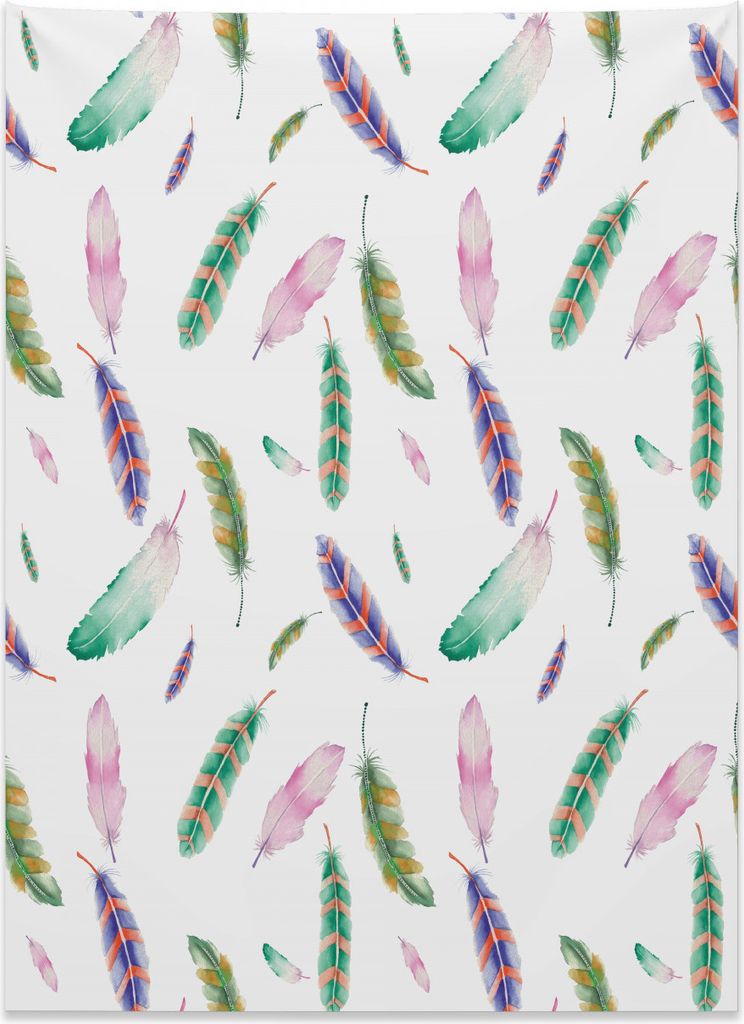 Abakuhaus Modern Wandteppich, Pastell farbige Federn aus Weiches Mikrofaser Stoff Kein Verblassen Klare Farben Waschbar, 110 x 150 cm, Mehrfarbig