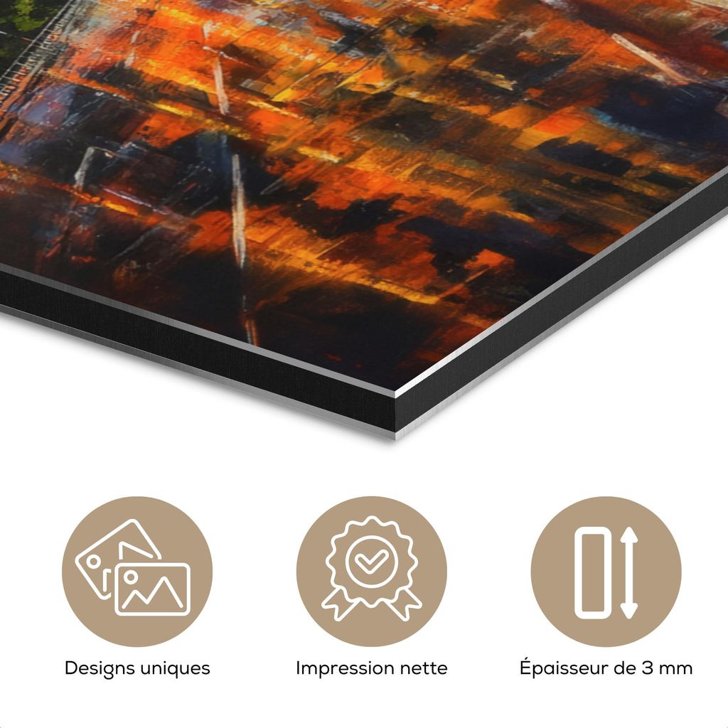 MuchoWow Wanddekoration Metall Metallbild Wandkunst 40x60 cm Auto - Skyline - Sonne - Blau MuchoWow Aluminium Gemälde - Wanddekoration aus Aluminium