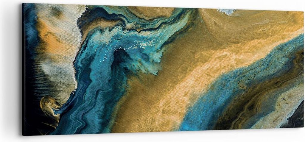 Bild auf Leinwand - Leinwandbild - Einteilig - Abstraktion verschüttet Gold - 120x50cm - Wand Bild - Wanddeko - Wandbilder - Leinwanddruck - Bilde...