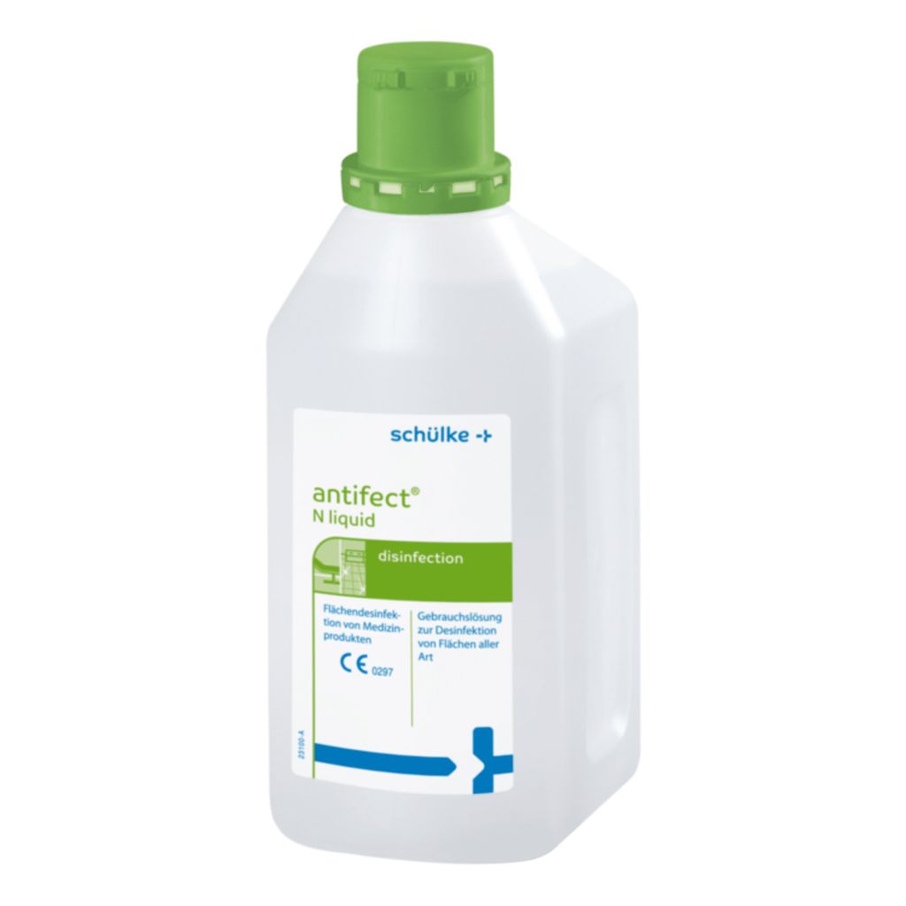 A bottle of disinfectant liquid.
