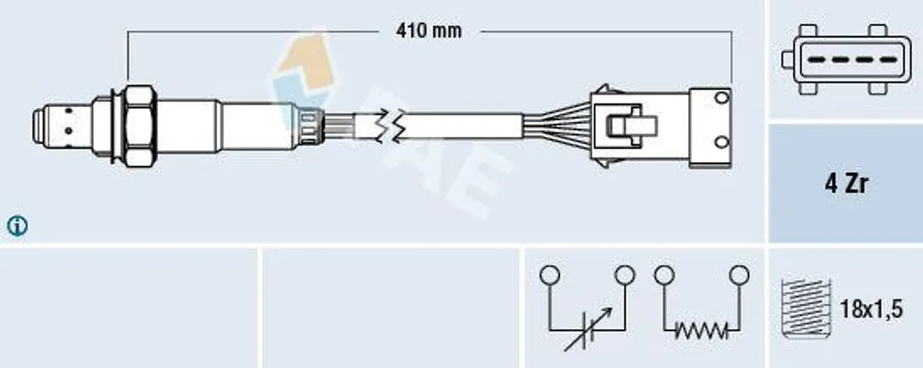 Sonde lambda FAE 4 fils haute précision pour Nemo Fiorino et Qubo