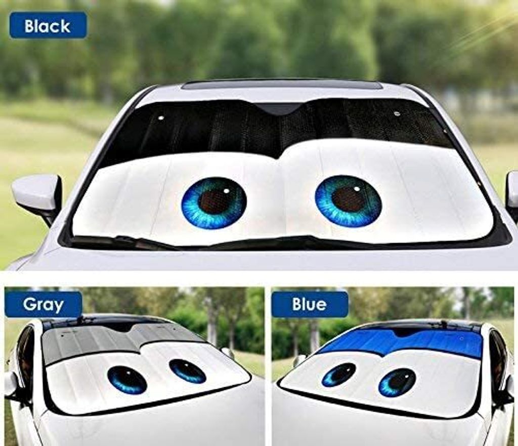 schützt die Fahrzeuge Auto-Sonnenschutz für die Windschutzscheibe kühles Zubehör  Schwarz Cartoon-Augen