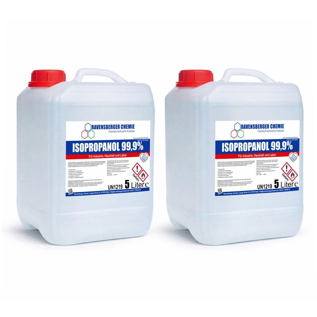 Ravensberger Chemie Isopropanol 99,9 % – hochreiner Alkohol zum Reinigen & Entfetten, rückstandsfrei, Lösemittel für Werkstatt & Industrie - 2...