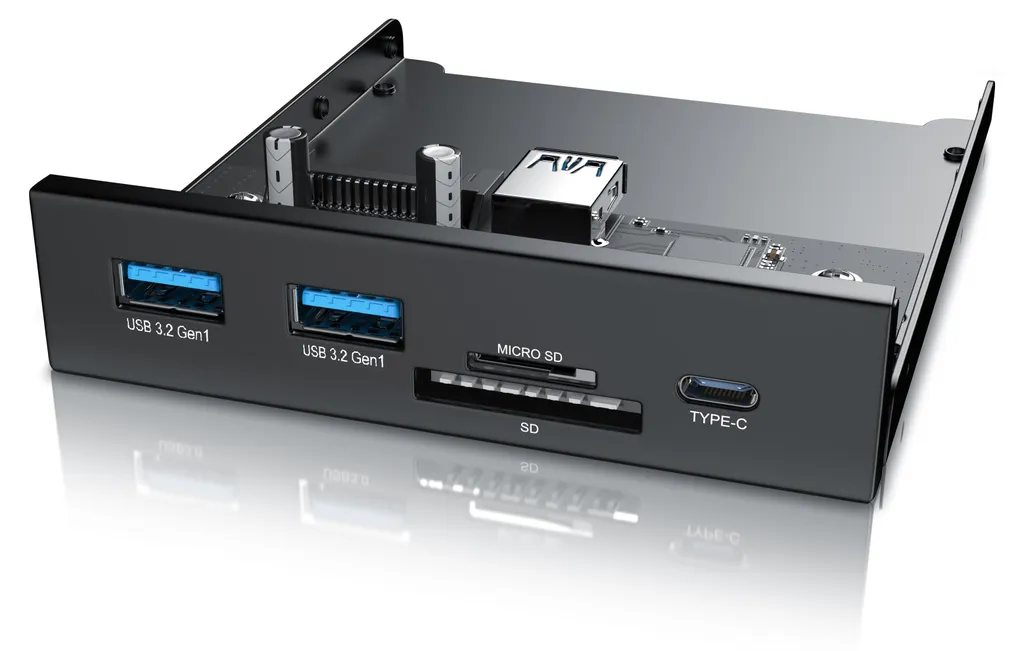 Lecteur de Cartes Interne et Hub USB 3.2 pour Baie 3.5 Pouces Métal