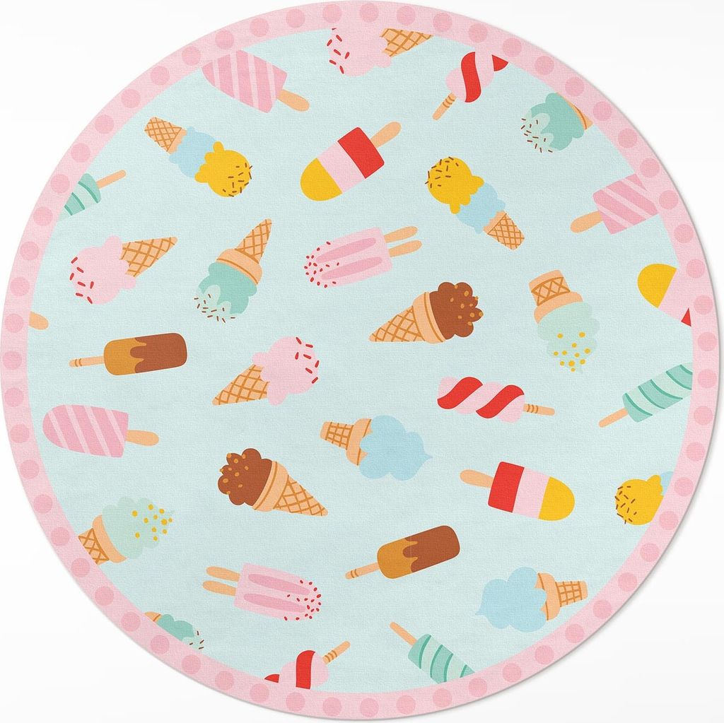 Süße Eiswaffeln– Vinylteppich – Indoor Teppich – Flur – Pflegeleicht – Runder Teppich – PVC Teppich – Outdoor Teppich – Pflegelei...