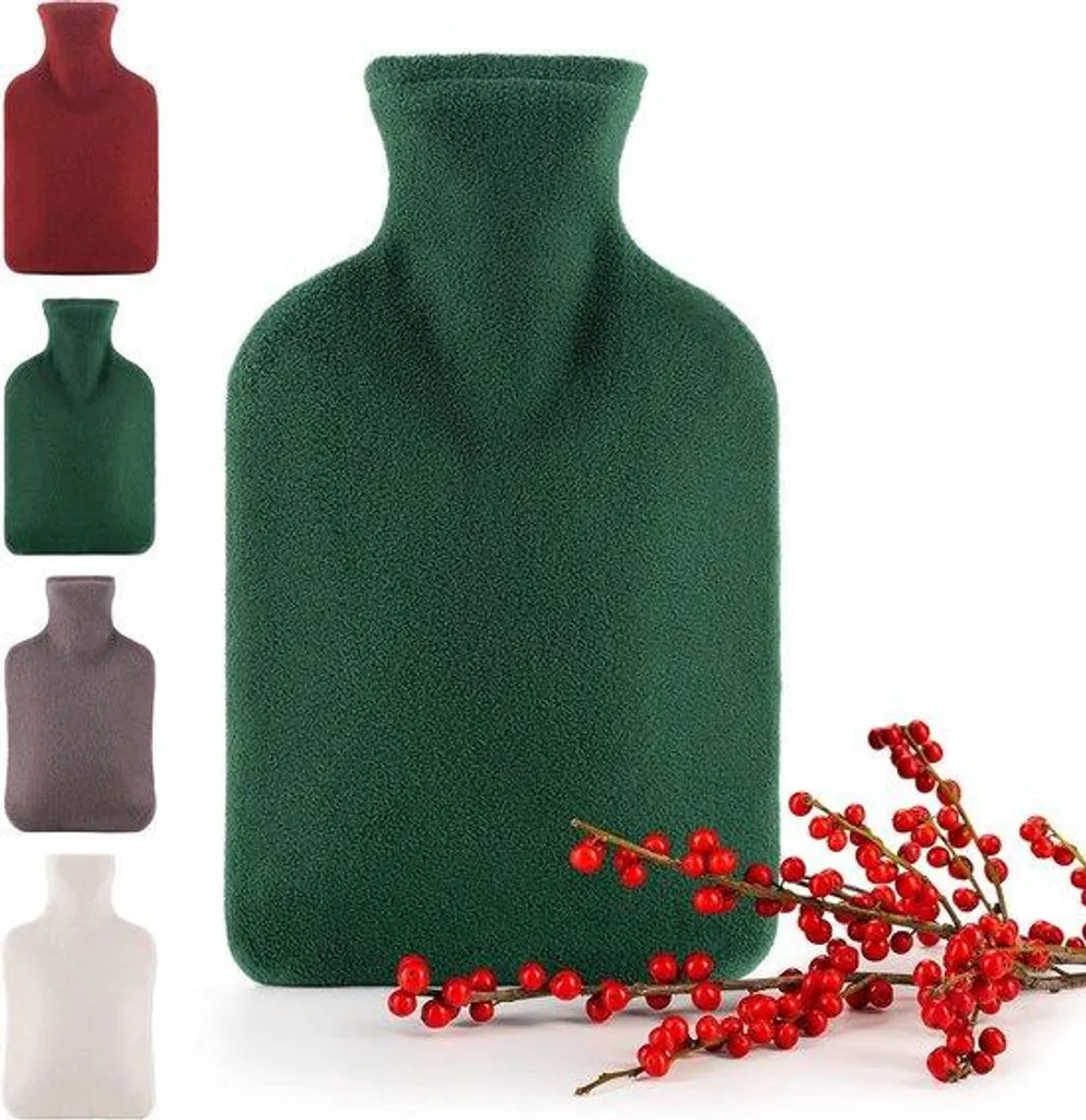 Bouteille d'eau Chaude 1,5L en Polaire Verte pour Confort Thermique
