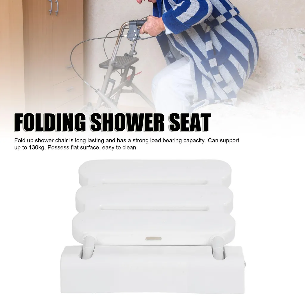 Siège de douche escamotable antidérapant avec fixation murale renforcée - 17