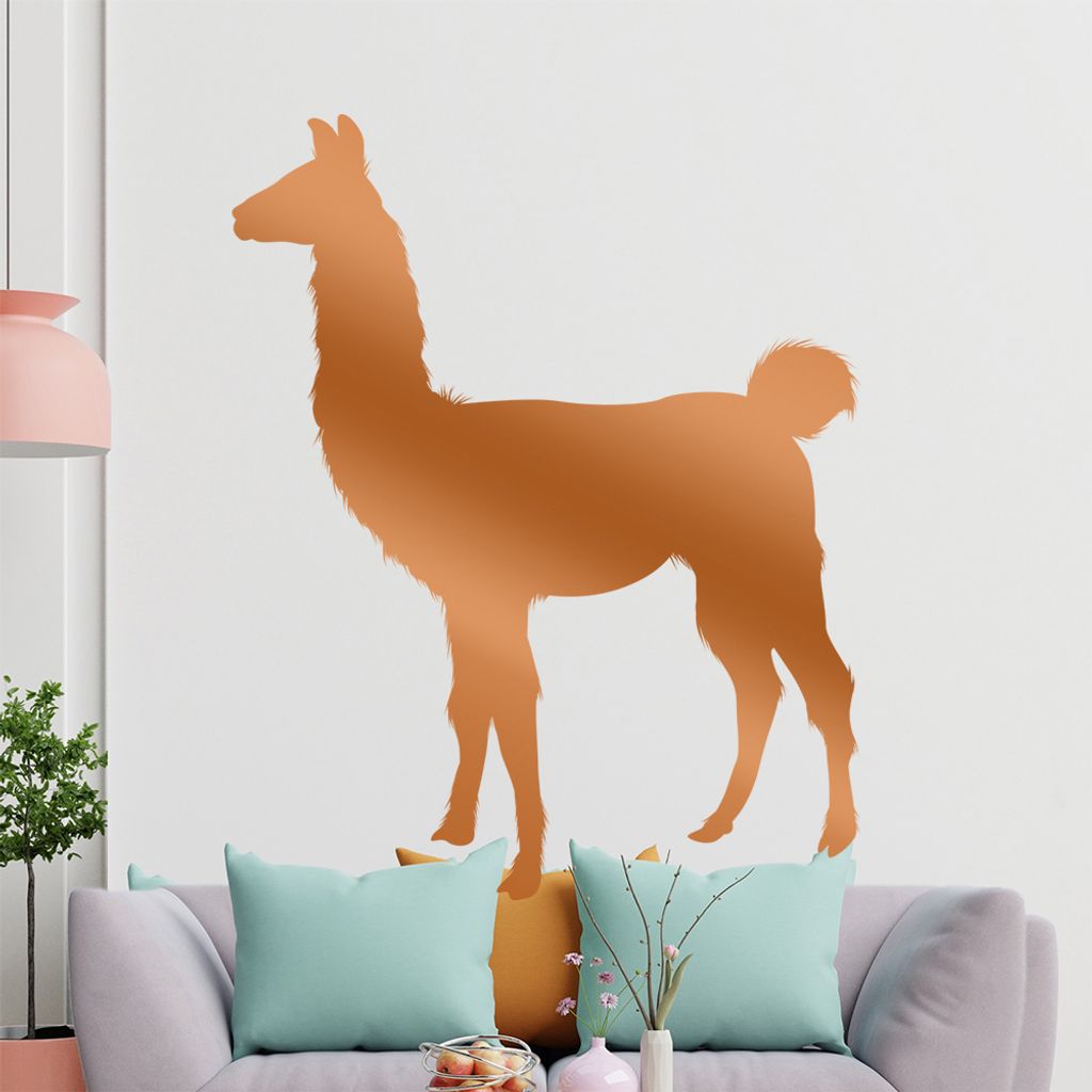 KIWISTAR Lama Silhouette - Spucken Kamel Alpaca Wandtattoo in 6 Größen - Wandaufkleber Wall Sticker - Dekoration, Küche, Wohnzimmer, Schlafzimme...