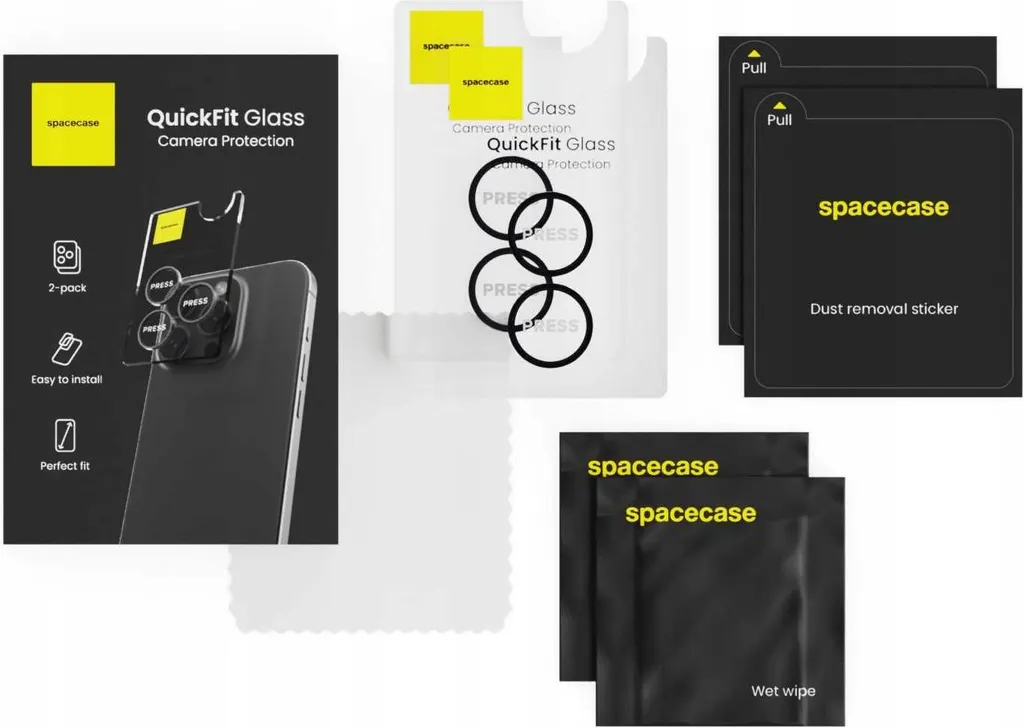 Protection Objectif iPhone 17 avec Applicateur Quickfit SPACECASE Noir x2 - 9