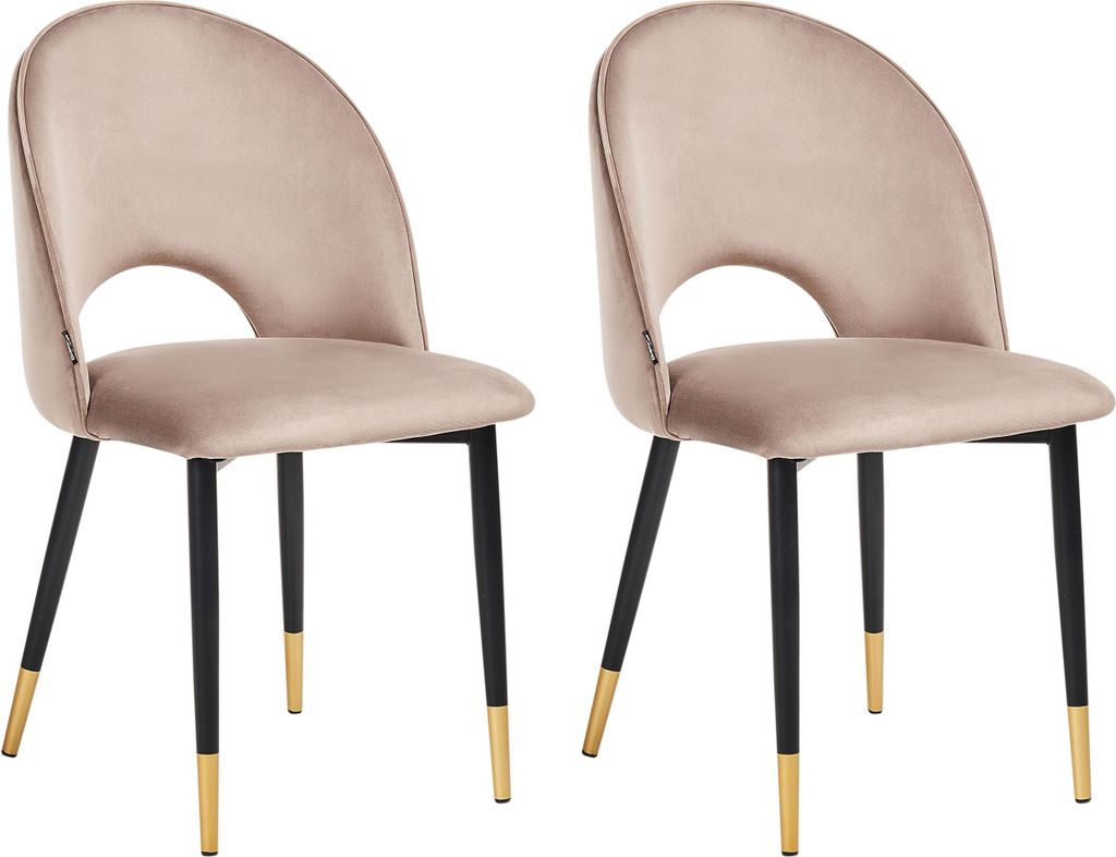 BELIANI Esszimmerstuhl 2er Set Taupe Samtstoff mit Produktbild 