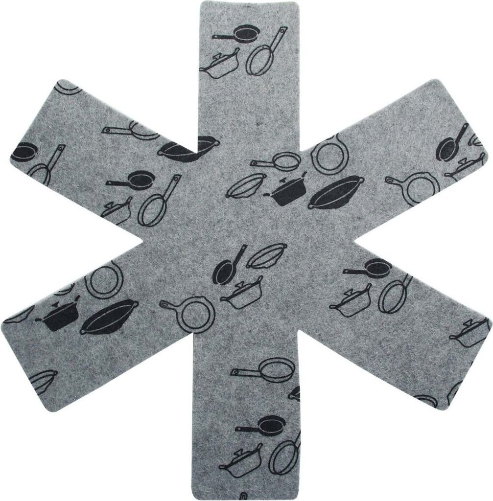 Fackelmann Kratzschutz für Pfannen/Töpfe, Pfannenschoner aus Kunstfilz, Einlagen als Stapelschutz (Farbe: Grau/Schwarz), Menge: 2 Stück