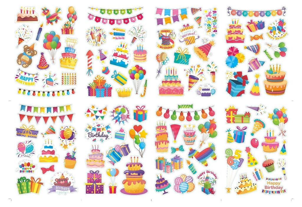 Geburtstag Sticker für Kinder,16 Bögen Sticker Geburtstag,Selbstklebende Geburtstags Aufkleber,3D Niedliche Geburtstag Aufkleber Kinder, Geschenk...